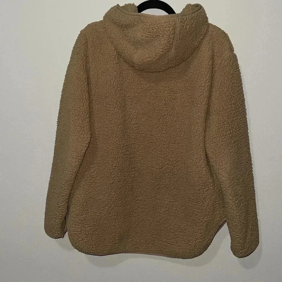 Tommy Hilfiger Hooded Sherpa quarter zip, medium, oversized. Mocha brown. GUC - Picture 8 of 11